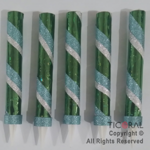 BENGALA GIBRE ESPIRAL VERDE - CELESTE  X 5